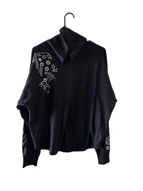 Liv Milano Black Jeweled Dressy Sweater Women Sz XL